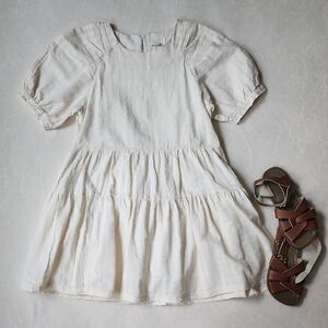 Cream Tiered Puff Sleeve Sundress